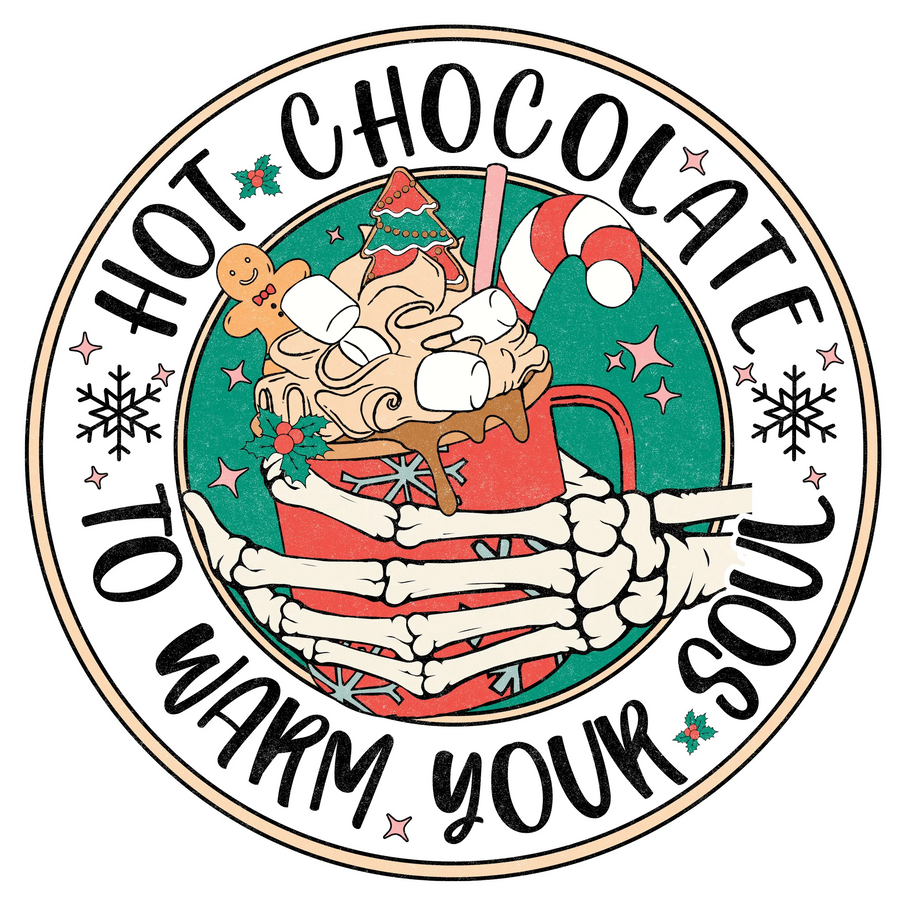 Hot Chocolate Christmas Design - DTF Ready To Press