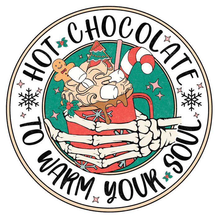 Hot Chocolate Christmas Design - DTF Ready To Press