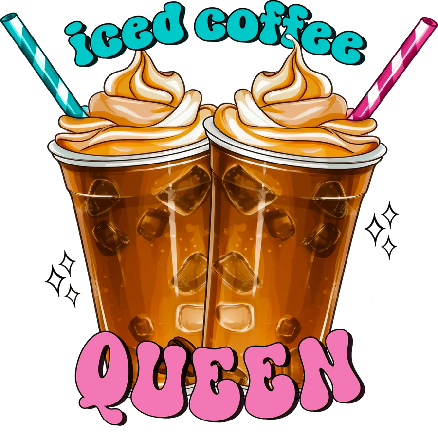 Iced Coffee Queen Design - DTF Bügelbereit