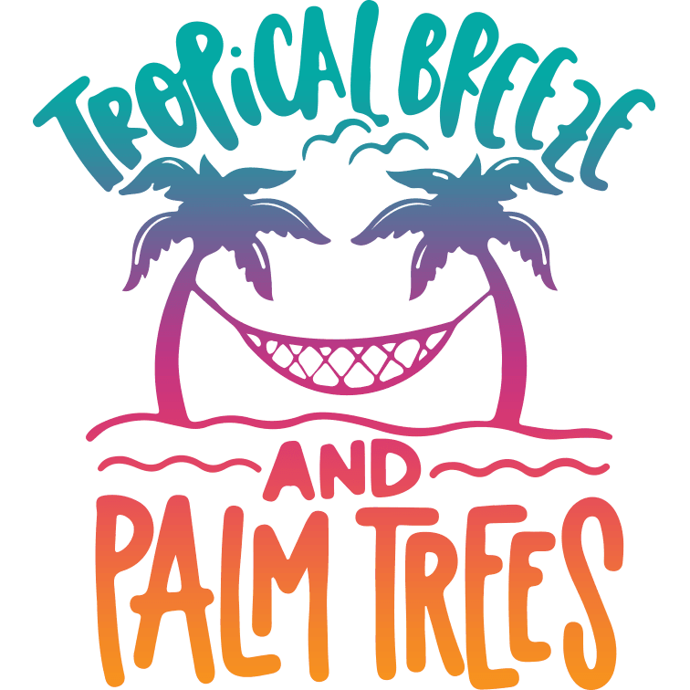 Tropical Breeze and Palm Tree Summer Design - DTF Ready To Press