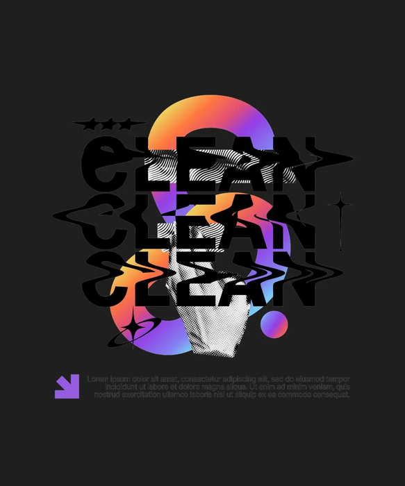Abstract Portrait - DTF Ready to Press (black_bg)
