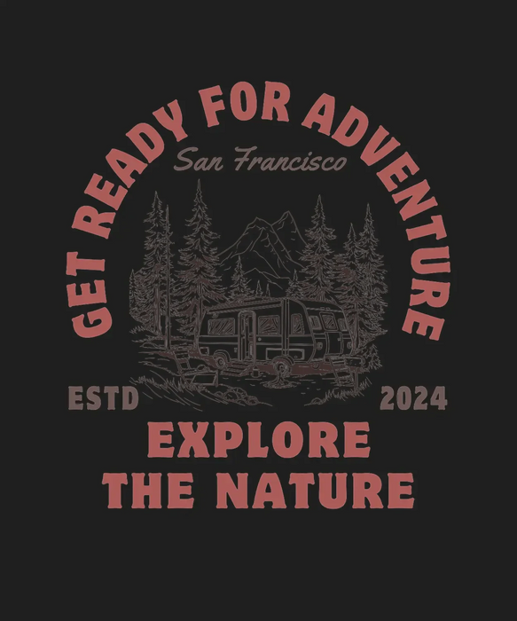 Adventure Camping - DTF Ready to Press (black_bg)
