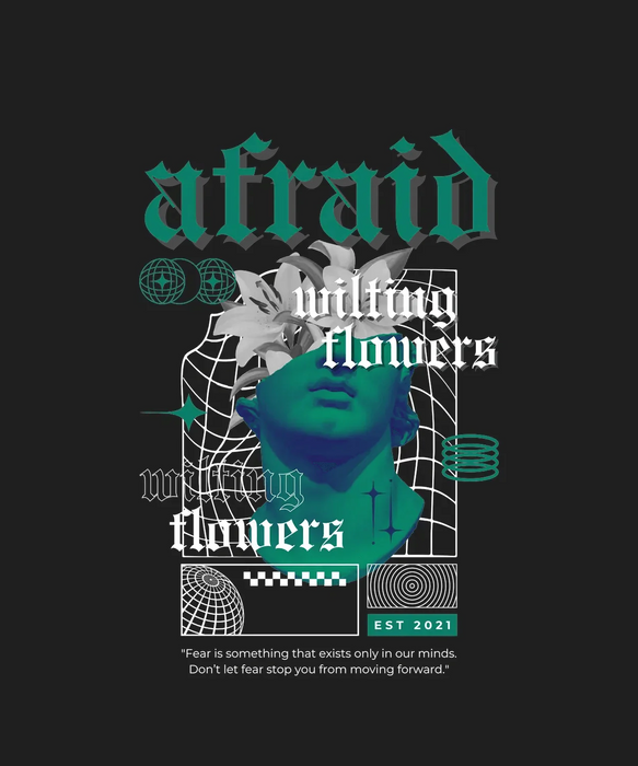 Afraid Wilting Flowers - DTF Ready to Press (black_bg)