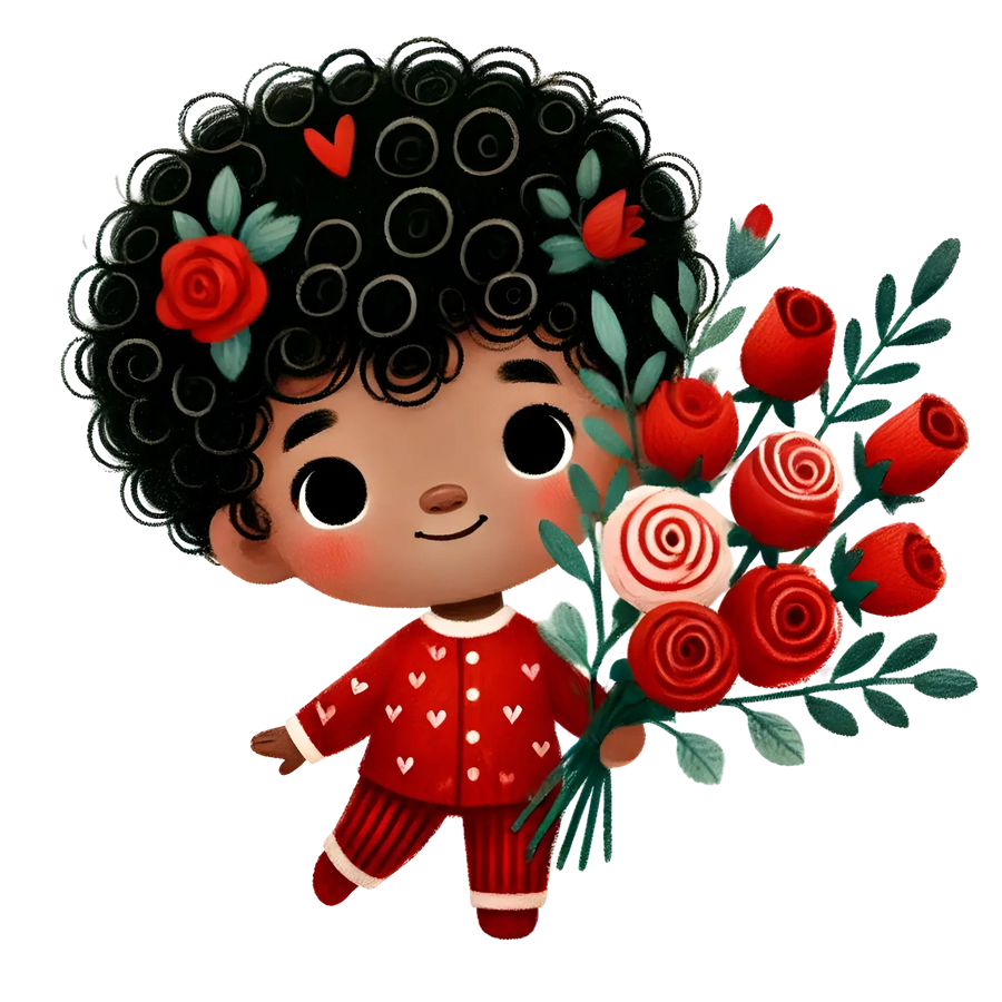 Boy Holding A Bouquet Of Red Roses Design | DTF Center