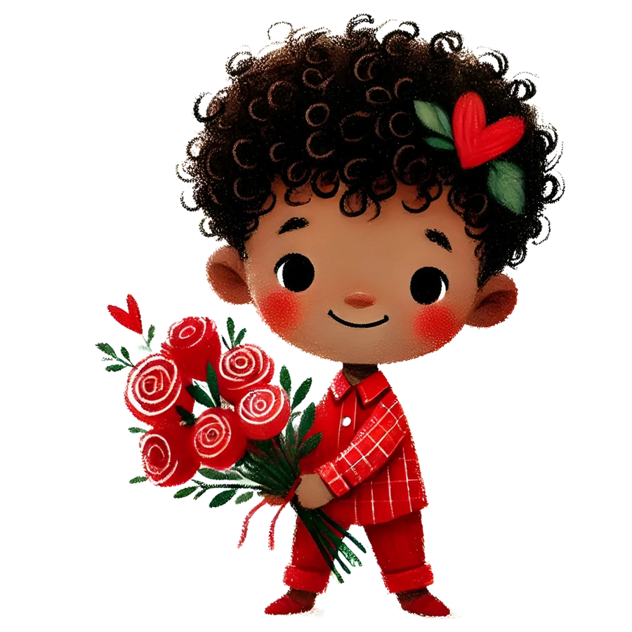 Valentine's Day Boy Holding A Bouquet Of Red Roses Design | DTF Center