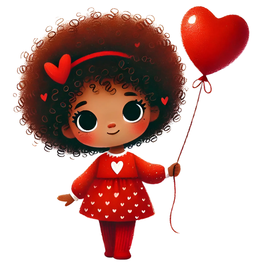 Valentine's Day Girl Holding A Balloon Design | DTF Center