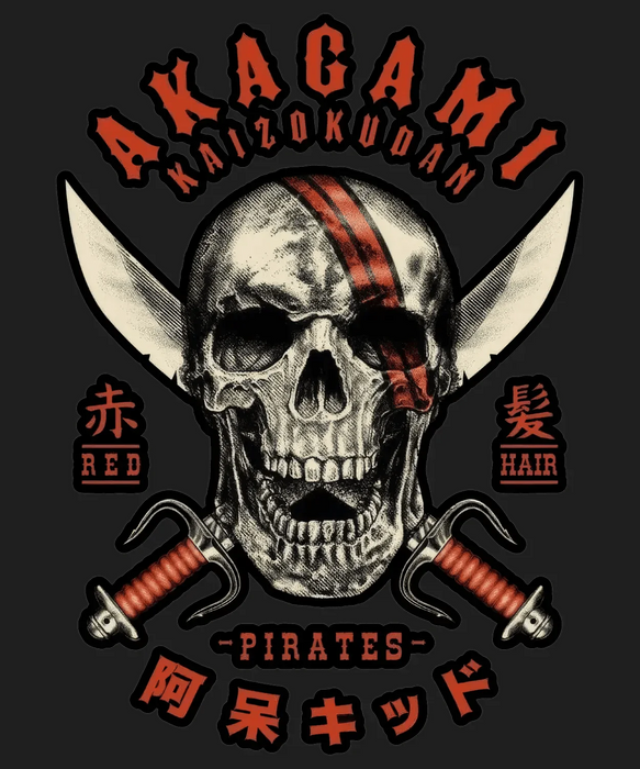Akagami Pirates Skull - DTF Ready to Press (black_bg)