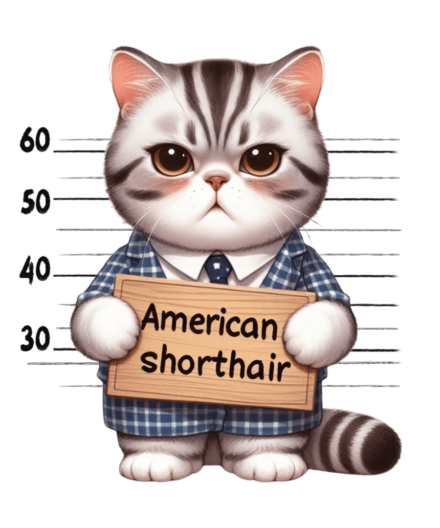 Amerikanische Kurzhaarkatze Design – DTF Bereit zum Pressen