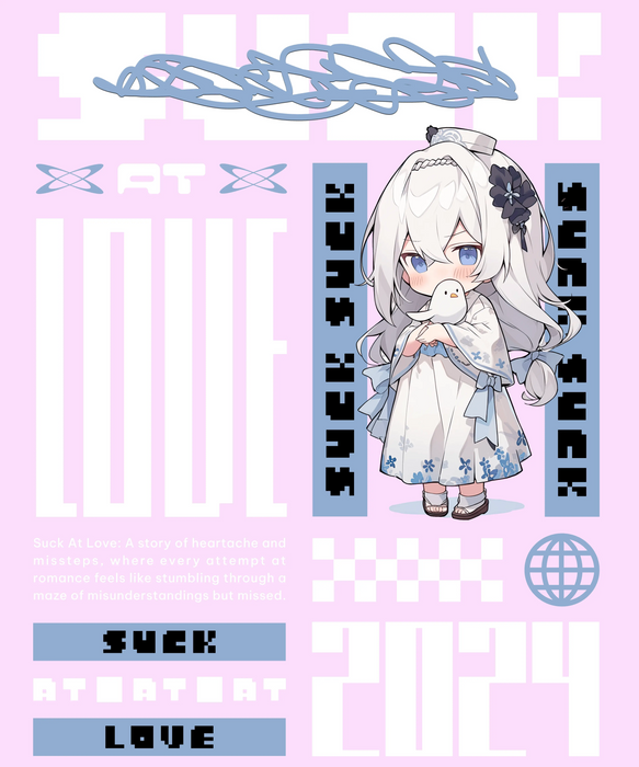 Anime Plaid Heart - DTF Ready to Press (black_bg)