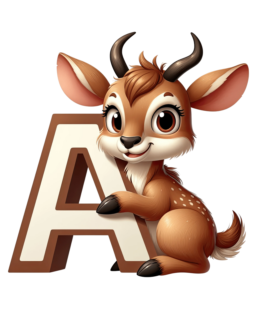 Tier-Alphabet A Antilopen-Design - DTF Ready To Press