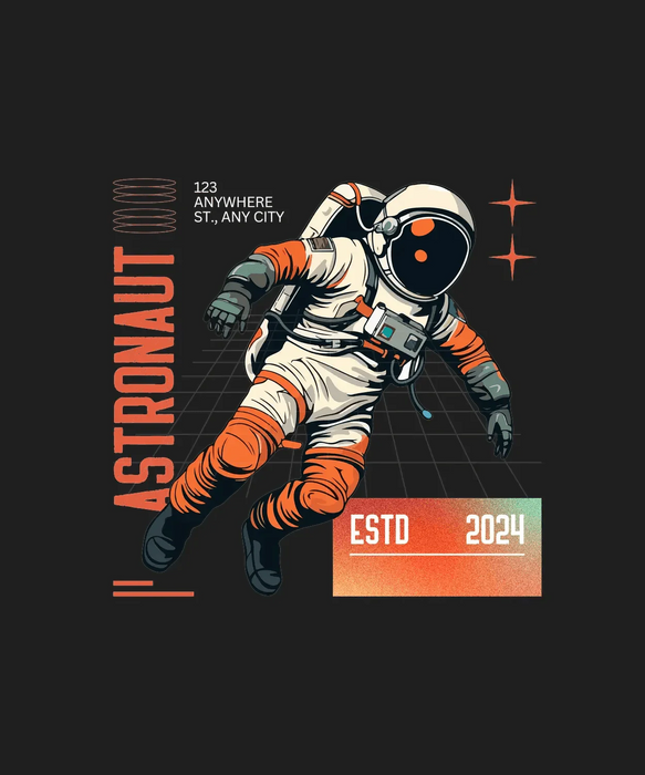 Astronaut ESTD 2024 - DTF Ready to Press (black_bg)