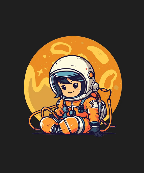 Astronaut Kid - DTF Ready to Press (black_bg)