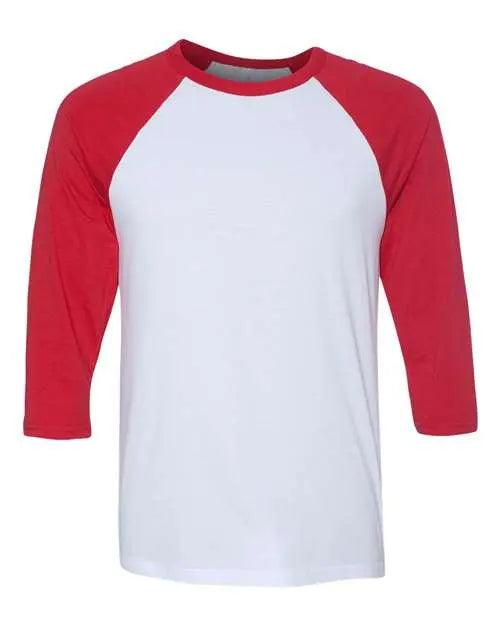 BELLA + CANVAS - Three-Quarter Sleeve Baseball Tee - L - 3200 BELLA + CANVAS