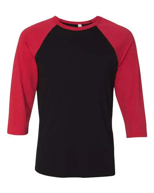 BELLA + CANVAS - Three-Quarter Sleeve Baseball Tee - S - 3200 BELLA + CANVAS