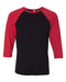 BELLA + CANVAS - Three-Quarter Sleeve Baseball Tee - S - 3200 BELLA + CANVAS