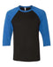 BELLA + CANVAS - Three-Quarter Sleeve Baseball Tee - S - 3200 BELLA + CANVAS