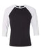 BELLA + CANVAS - Three-Quarter Sleeve Baseball Tee - S - 3200 BELLA + CANVAS