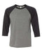 BELLA + CANVAS - Three-Quarter Sleeve Baseball Tee - S - 3200 BELLA + CANVAS