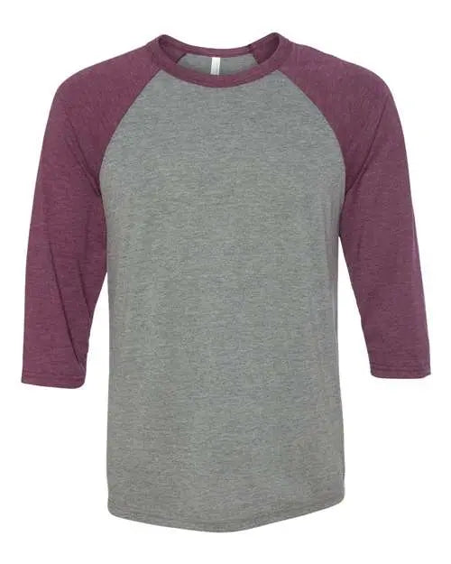 BELLA + CANVAS - Three-Quarter Sleeve Baseball Tee - S - 3200 BELLA + CANVAS