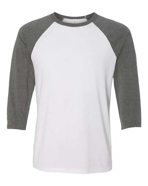 BELLA + CANVAS - Three-Quarter Sleeve Baseball Tee - S - 3200 BELLA + CANVAS