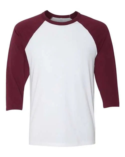 BELLA + CANVAS - Three-Quarter Sleeve Baseball Tee - S - 3200 BELLA + CANVAS