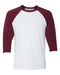 BELLA + CANVAS - Three-Quarter Sleeve Baseball Tee - S - 3200 BELLA + CANVAS