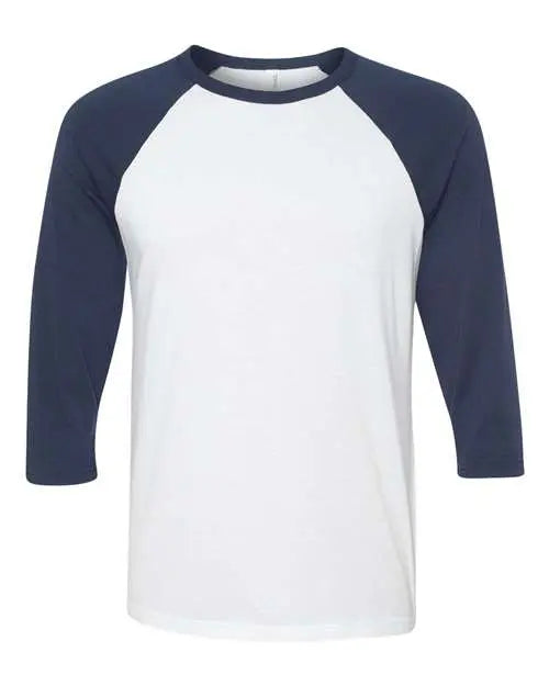 BELLA + CANVAS - Three-Quarter Sleeve Baseball Tee - S - 3200 BELLA + CANVAS