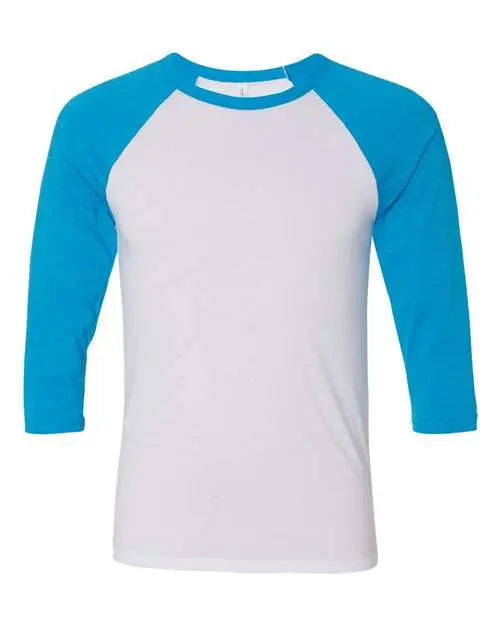 BELLA + CANVAS - Three-Quarter Sleeve Baseball Tee - S - 3200 BELLA + CANVAS