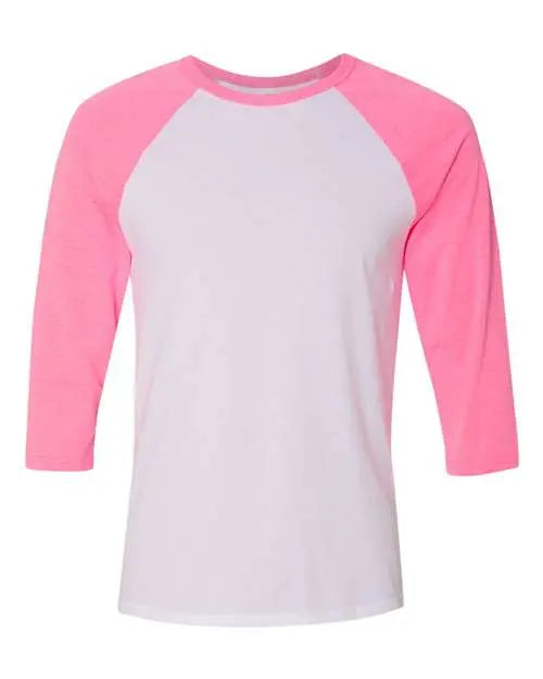 BELLA + CANVAS - Three-Quarter Sleeve Baseball Tee - S - 3200 BELLA + CANVAS