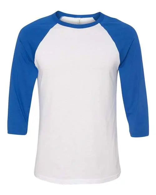 BELLA + CANVAS - Three-Quarter Sleeve Baseball Tee - S - 3200 BELLA + CANVAS