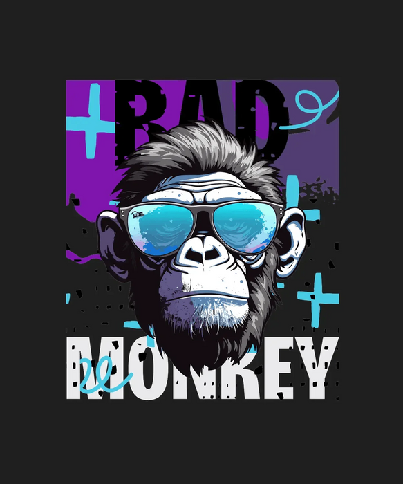 Bad Monkey - DTF Ready to Press (black_bg)