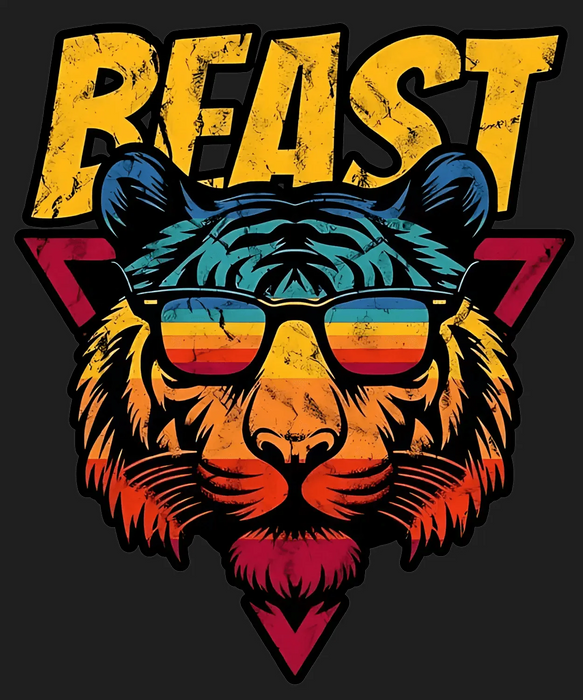 Beast Tiger Print - DTF Ready to Press (black_bg)