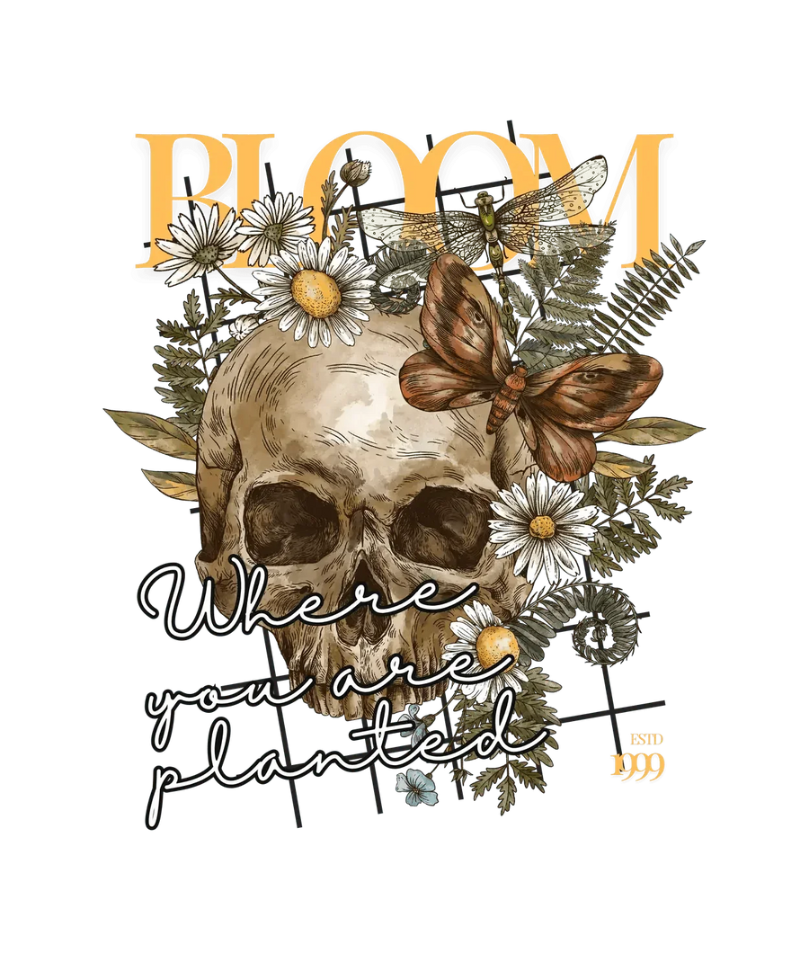 Bloom Skull Art - DTF Ready to Press