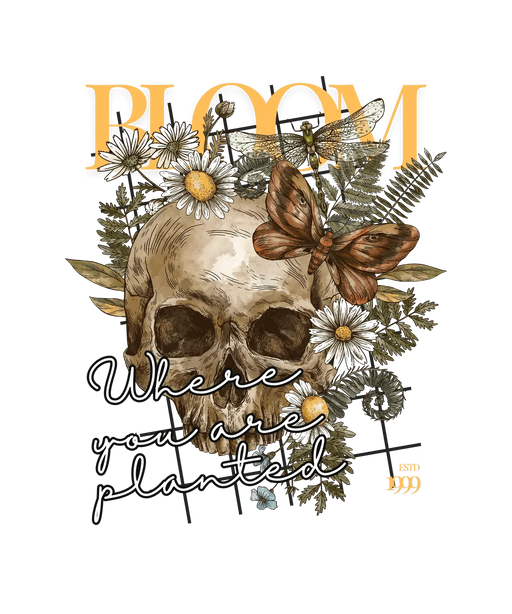 Bloom Skull Art - DTF Ready to Press (original)