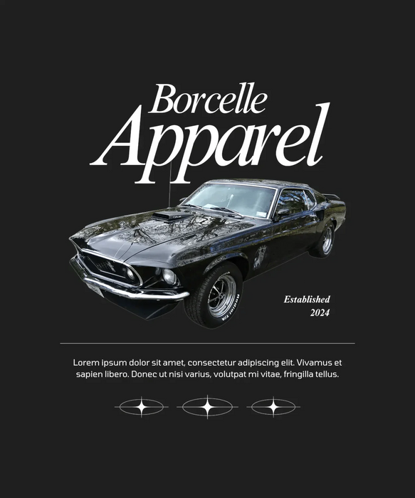 Borcelle Apparel Mustang - DTF Ready to Press (black_bg)