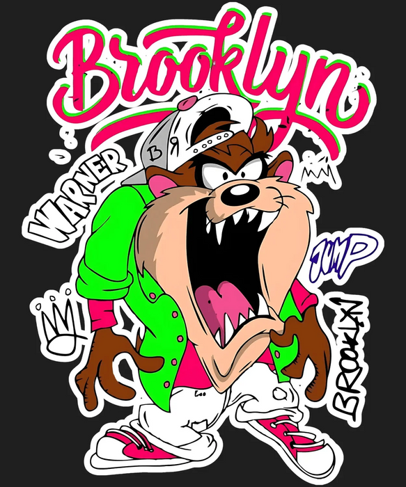 Brooklyn Cartoon Taz - DTF Ready to Press (black_bg)