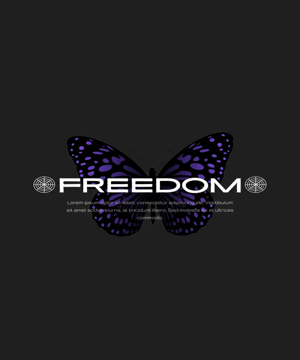 Butterfly Freedom - DTF Ready to Press (black_bg)