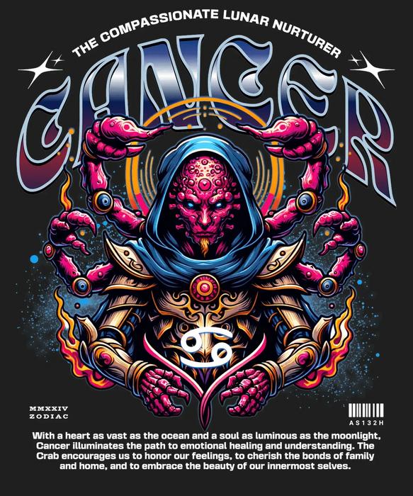 Cancer Zodiac - DTF Ready to Press (black_bg)