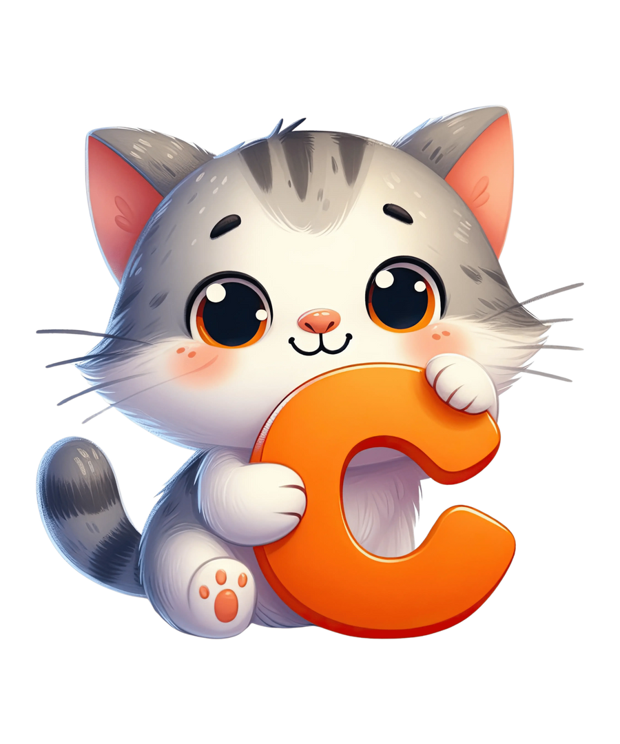 Tier-Alphabet C Katze Design - DTF bereit zum Pressen