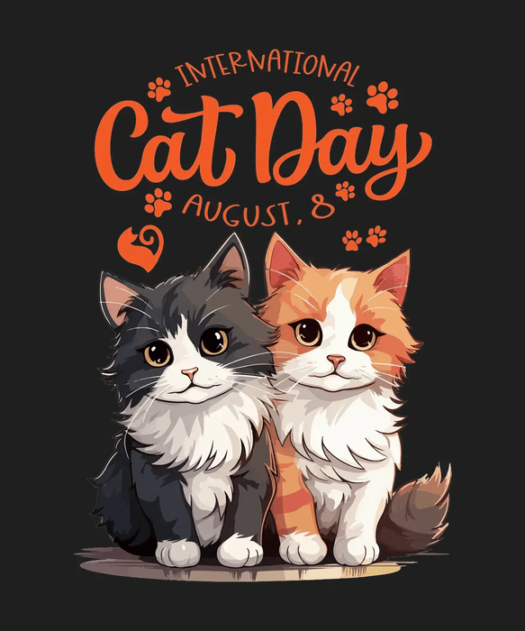Cat Day Celebration - DTF Ready to Press (black_bg)