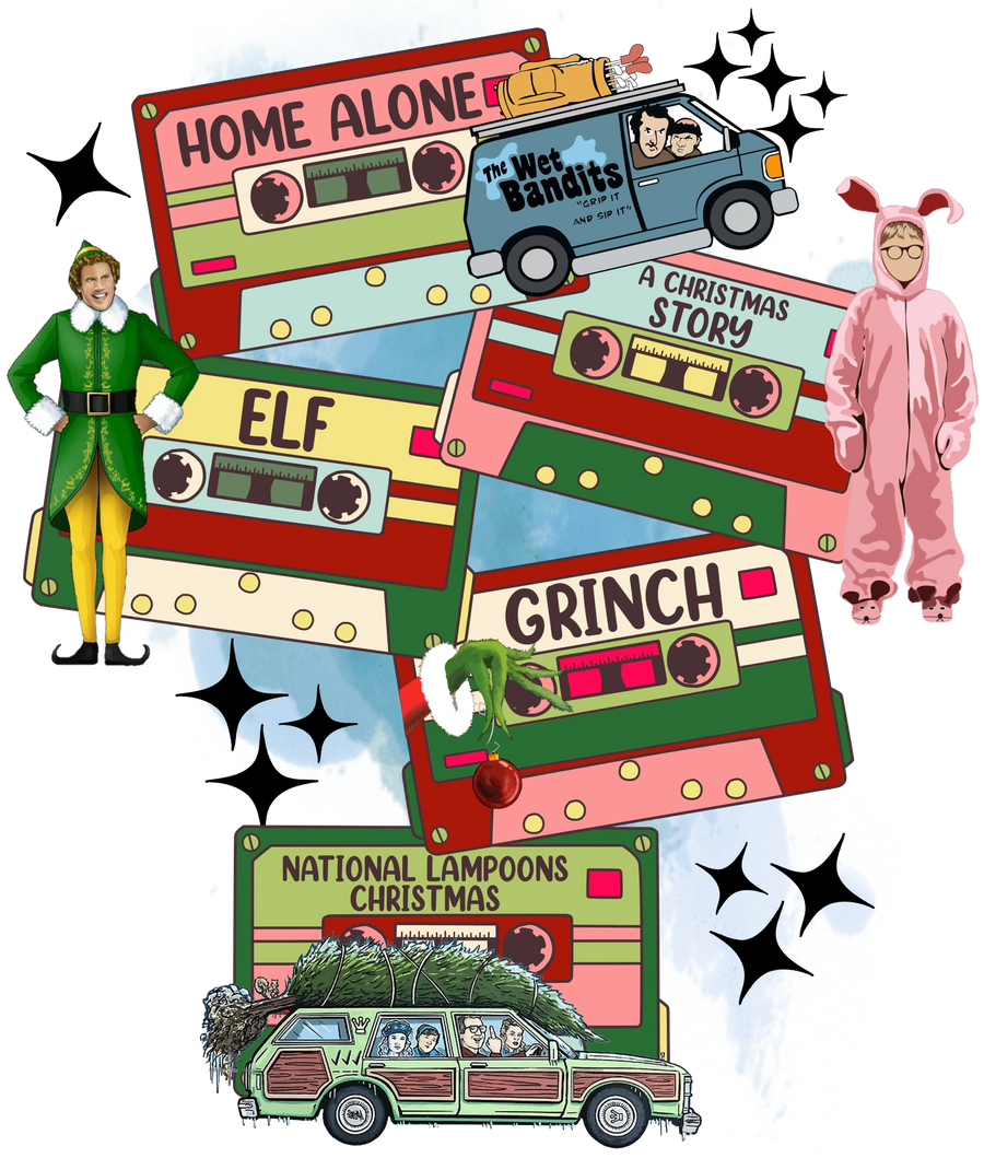 Christmas Movie Tape Design - DTF Ready To Press