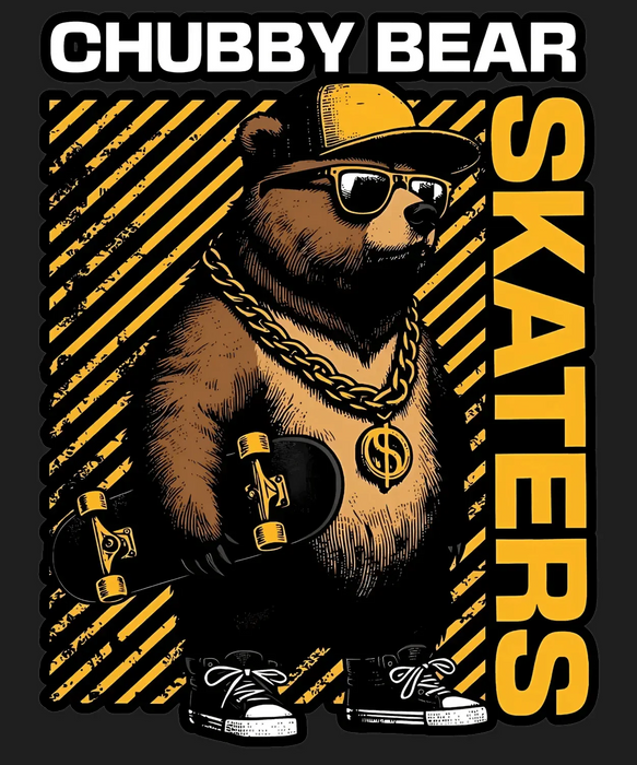 Chubby Bear Skaters - DTF Ready to Press (black_bg)