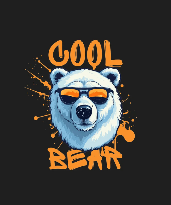 Cool Bear Graphic - DTF Ready to Press (black_bg)
