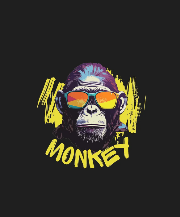 Cool Monkey Shades - DTF Ready to Press (black_bg)
