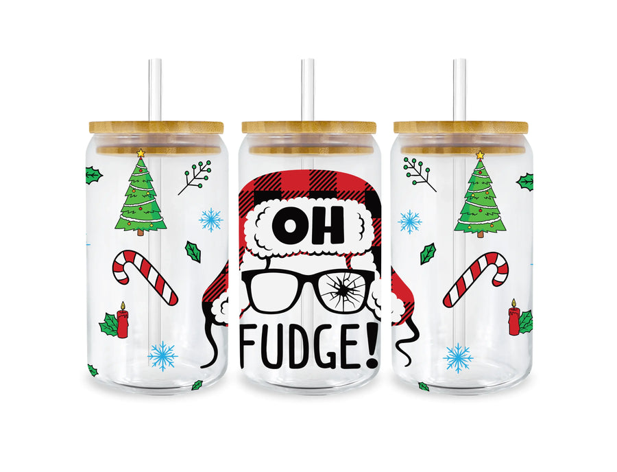 UV DTF 16 Oz Libbey Glass Cup Wrap - "Oh Fudge" Christmas Story Edition