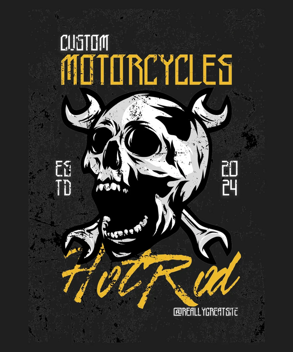 Custom Motorcycles Hotrod - DTF Ready to Press (black_bg)