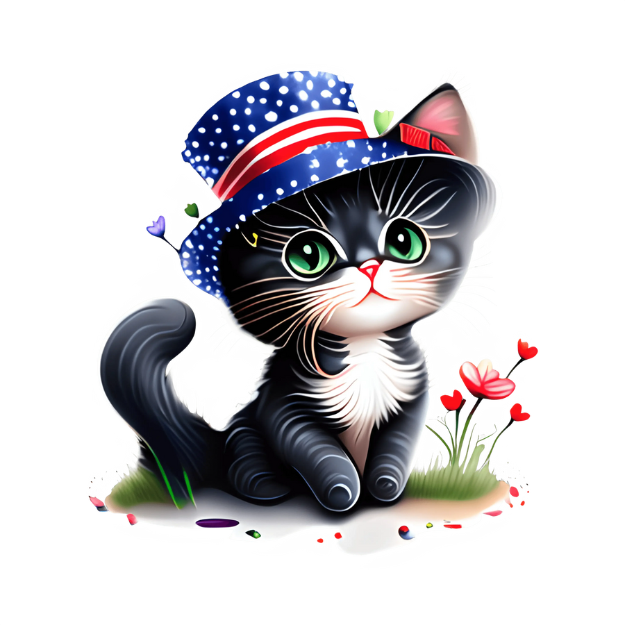 4th Of July Cat Design - DTF Ready To Press