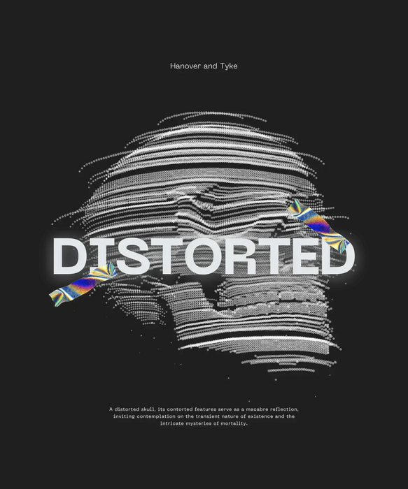 Distorted Skull - DTF Ready to Press (black_bg)