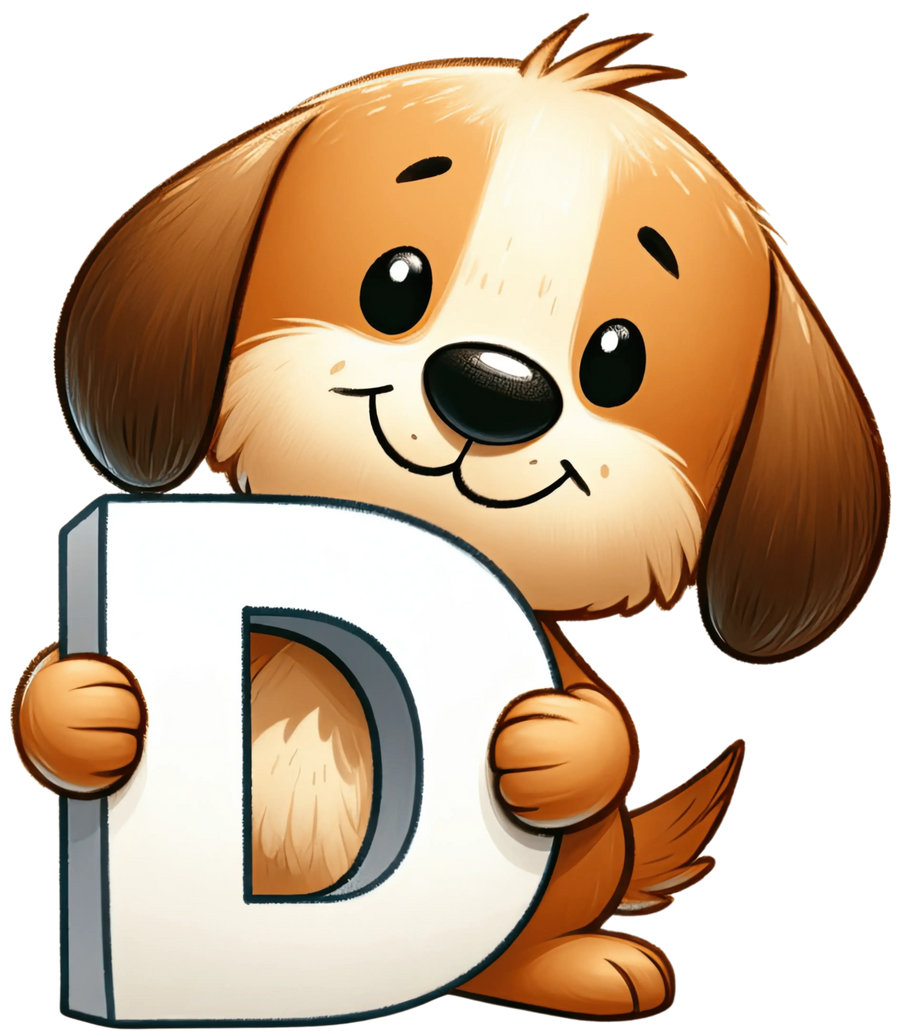 Tier-Alphabet D Hund Design - DTF Bügelfertig