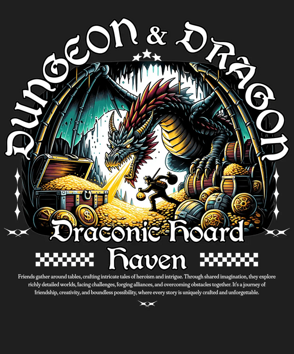 Dungeon & Dragon Hoard - DTF Ready to Press (black_bg)